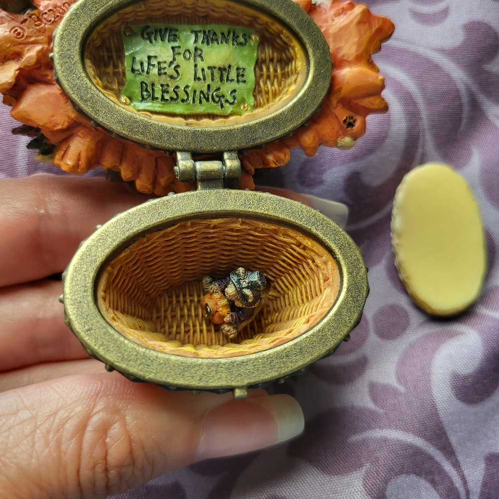 Retired Boyds Bears 3892151 Treasure Box Autums Harvest Basket w/ Alden McNibble - Picture 4 of 8